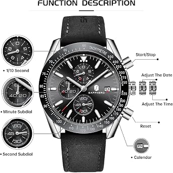 BENYAR Mens Watches Analog Quartz Chronograph Waterproof Luminous Men's Wrist Watches Business Casual Fashion Designer Big Face Dress Watch