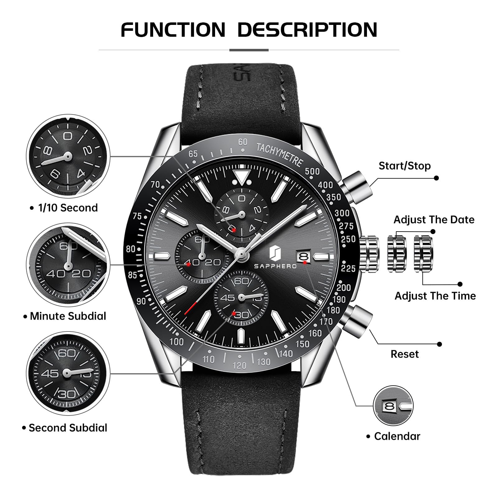 BENYAR Relojes Hombre Analógico Cronografo Impermeable Luminoso Fecha Reloj Pulsera Hombre Negocios Casual Relojes Elegante Regalo para Hombre