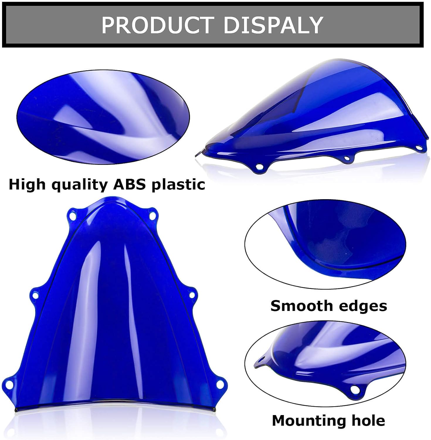 PSLER Windshield Windscreen Double Bubble for Suzuki GSXR600 GSXR750 K11 2011-2023 Blue