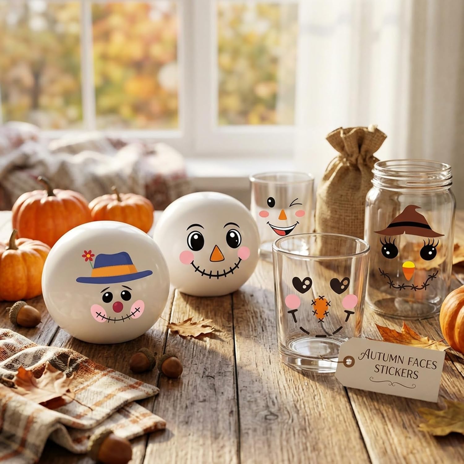 Rngmsi 20 Pcs Fall Scarecrow Rub on Transfers for Ornament Crafts