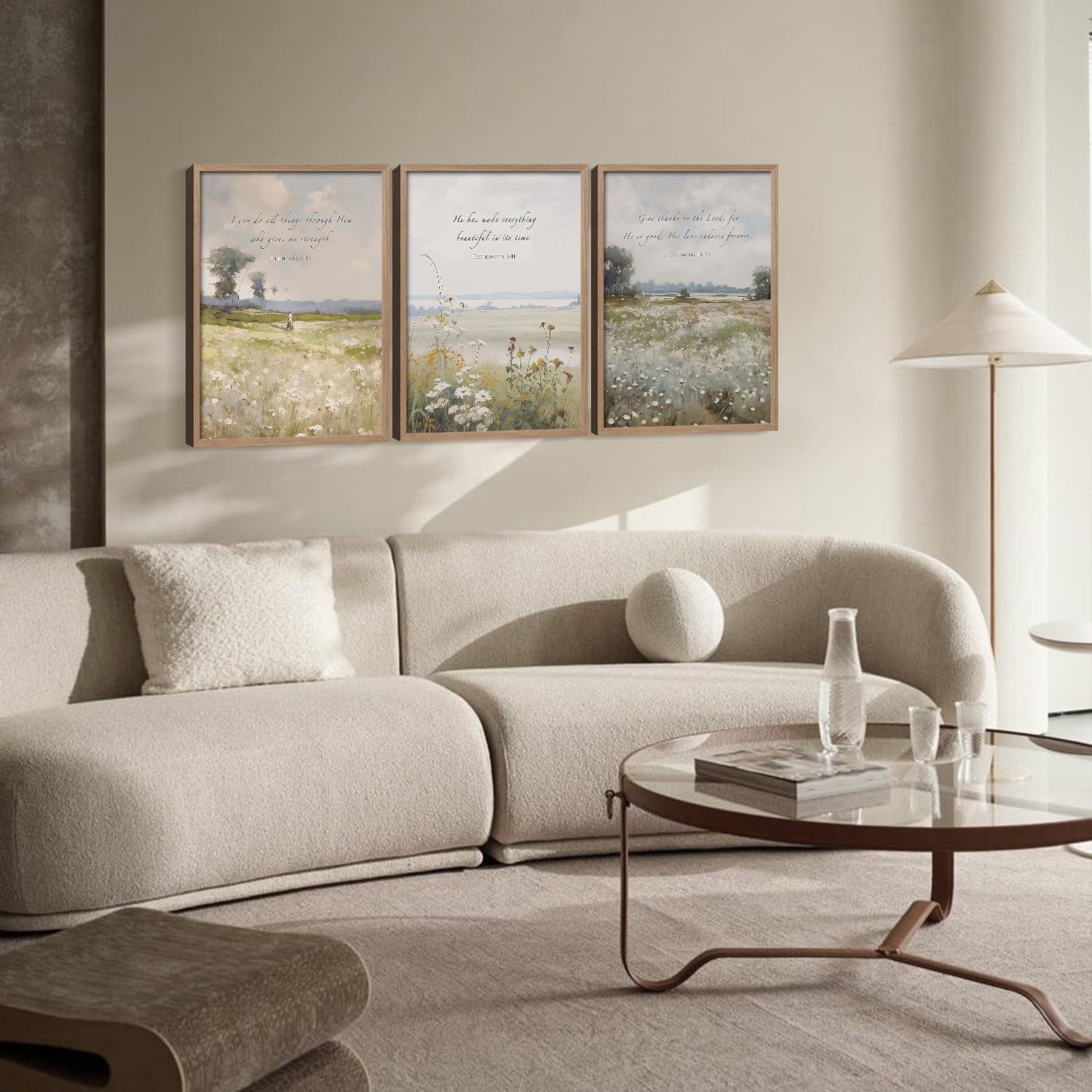 3Pcs Framed Bible Verse flowers Canvas Wall Art Botanical Inspirational Prints Religion Christian Gallery Posters Home Decor Living Room Bedroom Church Prayer Room 12x16 Inch Ready to Hang