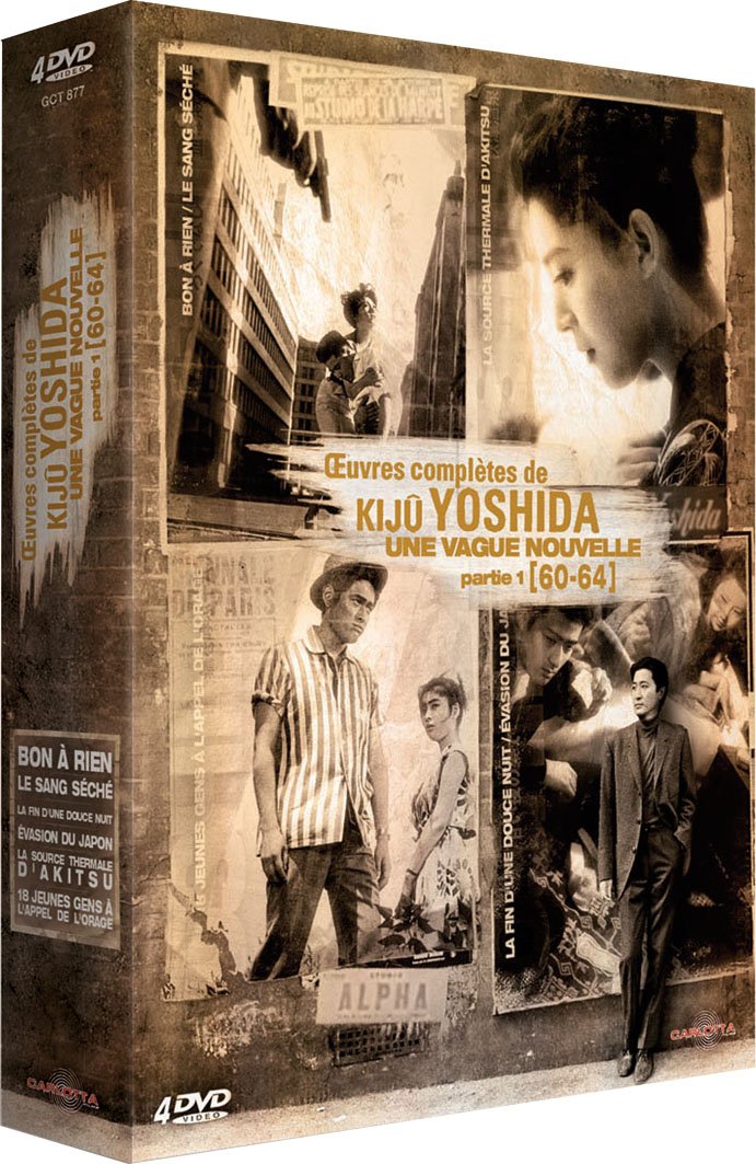 Kijû Yoshida, une vague nouvelle : partie 1 (60-64) - coffret 4 DVD : Bon à rien/ Le sang séché/ La fin d'une douce nuit/ Évasion du Japon/La source thermale d'Akitsu/ 18 jeunes gens à l'appel de l'orage