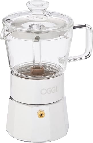 Miniatura 4 de Oggi Cafetera de café expreso para estufa, cafetera italiana de vidrio borosilicato de 4 tazas (4 onzas)