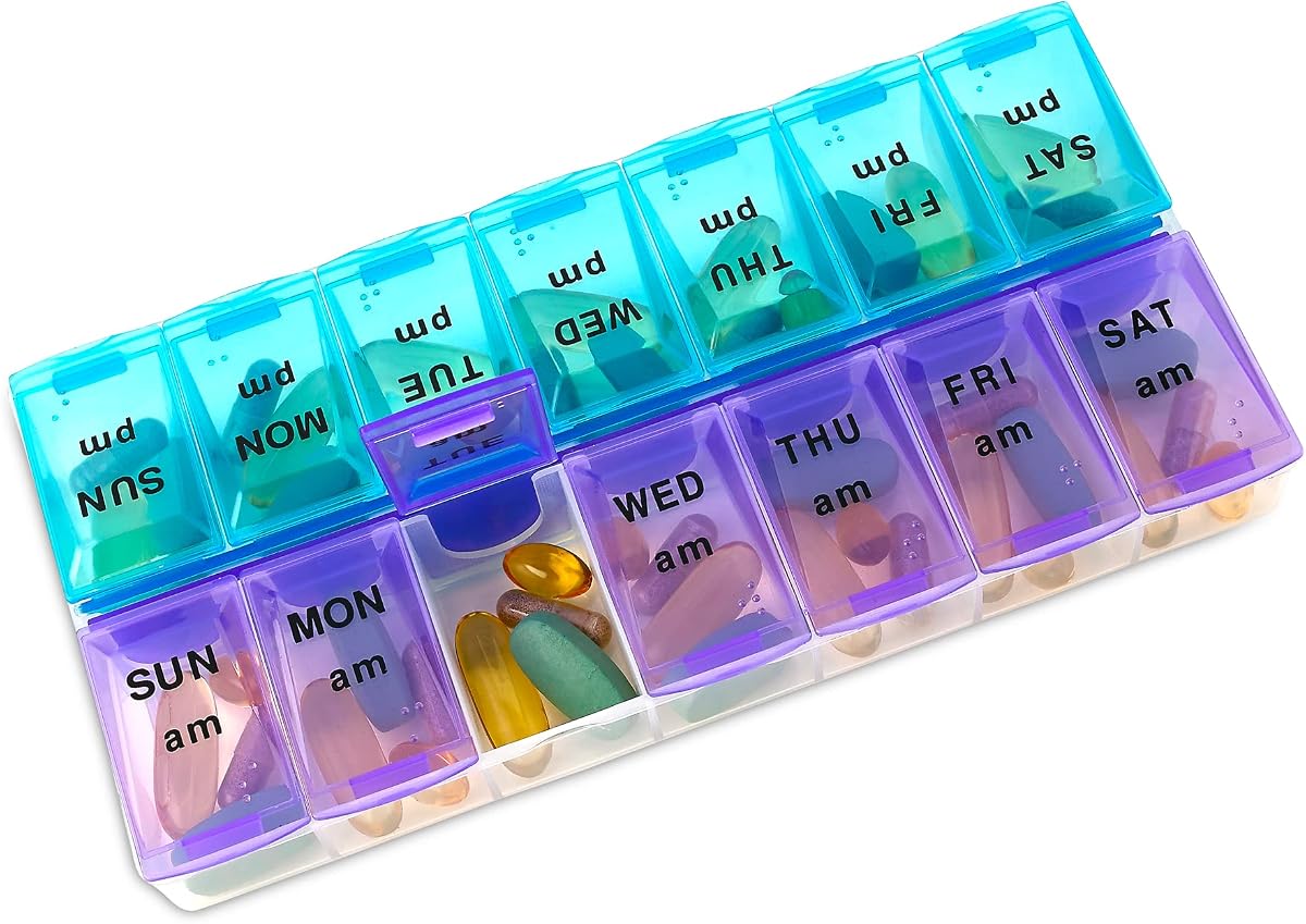 Organizador semanal de pastillas MEDca, dos veces al día, 1 organizador de pastillas