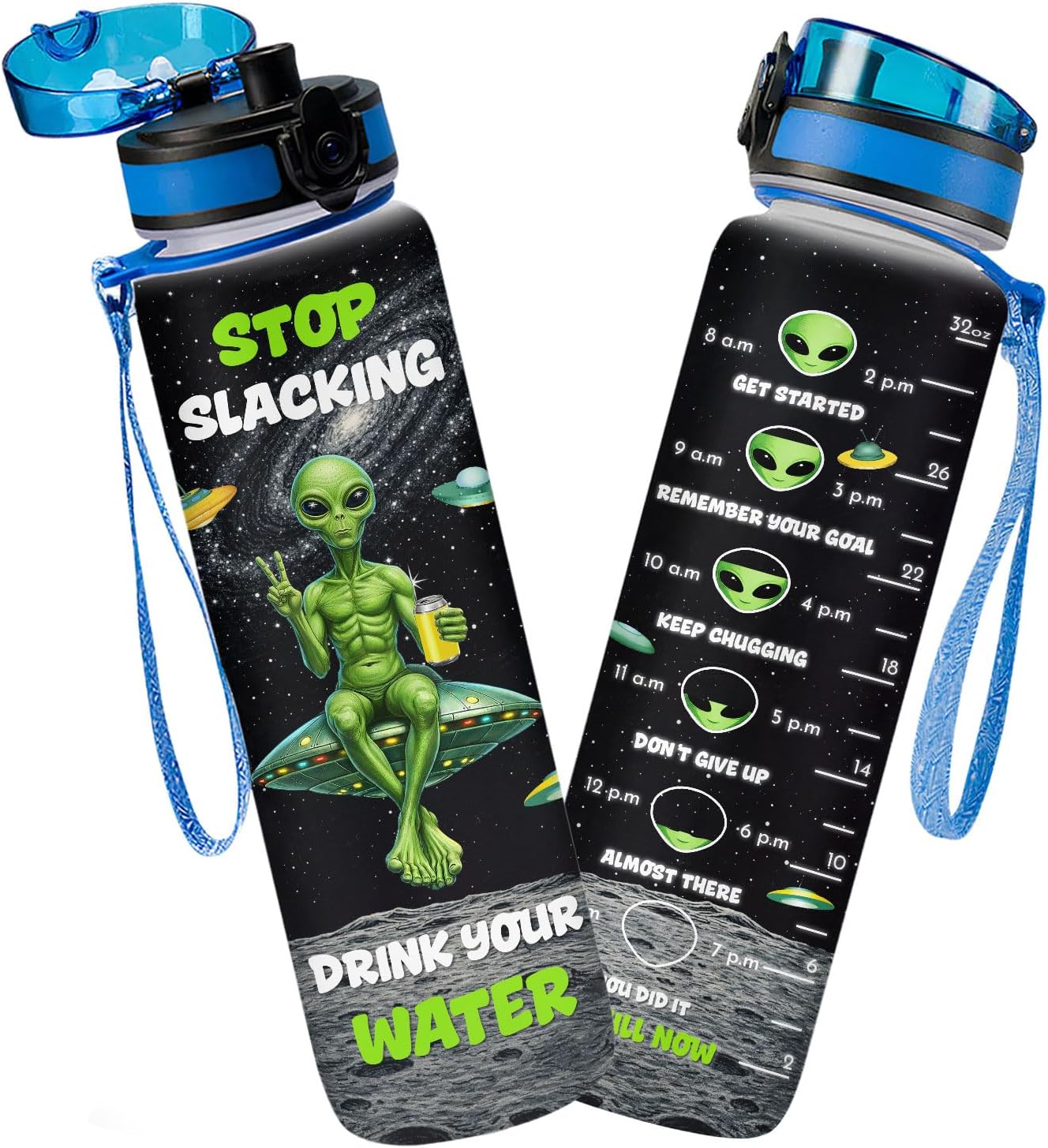 Horror Motivational Water Bottle With Time Marker 32 oz, Hockey Mask Slasher Drinkware, Retro Horror Movie Fan Gift