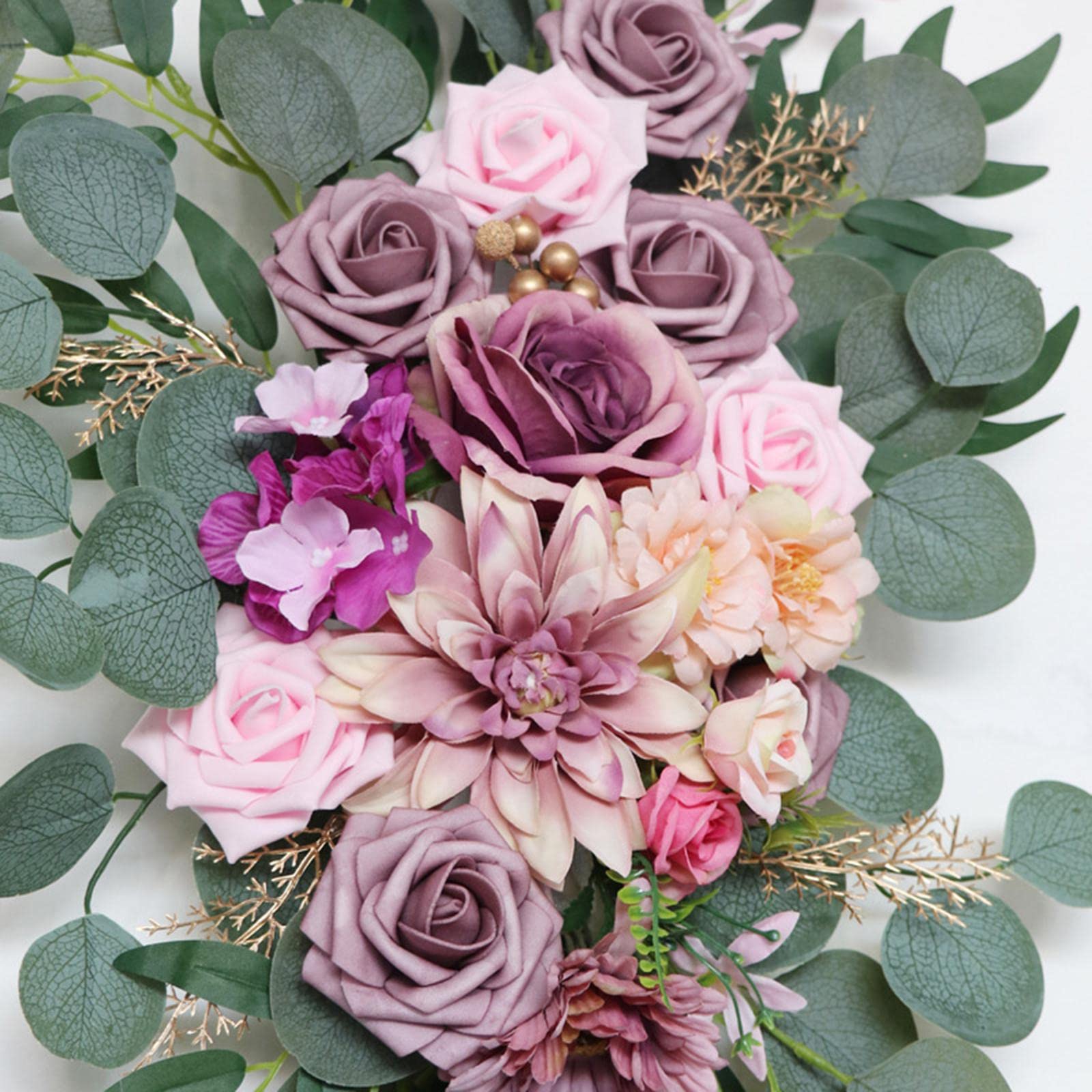 2 Stück Blumenkranz Girlande aus Kunstseide Türdeko Hochzeitsdeko Hängedekoration Langlebig Pflegeleicht für Bogen Shop Hintergrund