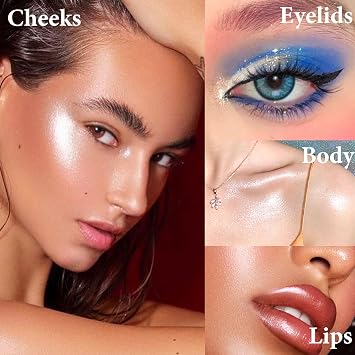 Highlighter Powder Makeup Palette, Diamond Shine Highlighter, Long Lasting Face Highlighter Palette, Lightweight Shimmer Colors for Highlighting and Contouring (Pearl White)