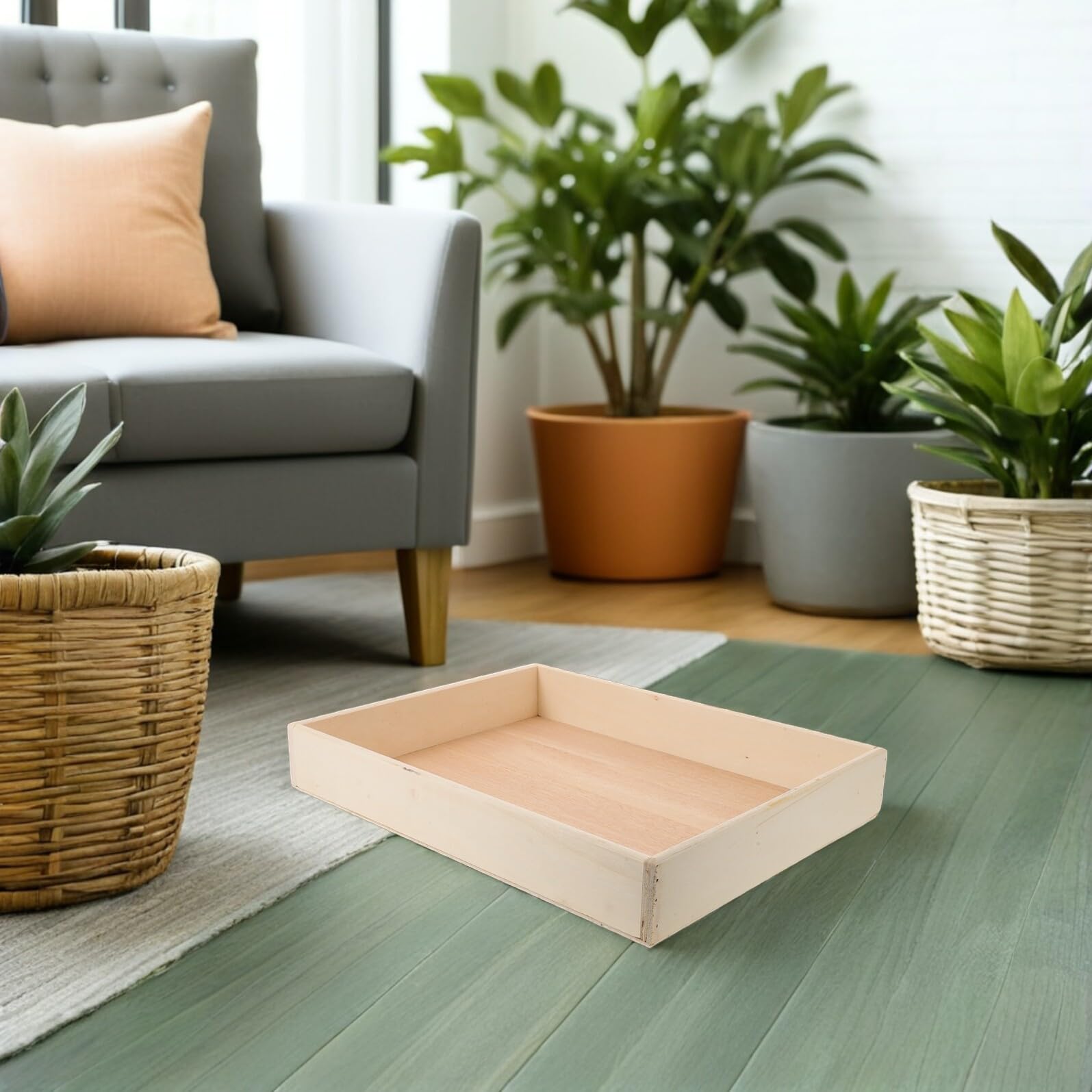 Bandeja de Madera Zen Japonesa para Escritorio 40x30x6 Cm, Bandeja de Arena Montessori para Meditación y Manualidades, Accesorios de Jardín Zen Compacta para Oficina y Hogar