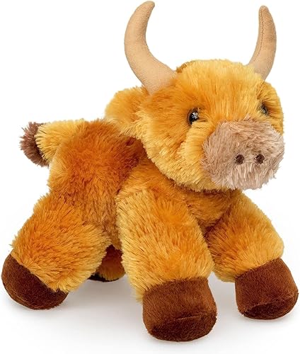 Vaca Cary esponjosa de 8 pulgadas, peluche de vaca suave y tierna, animal de peluche, color marrón, pequeño