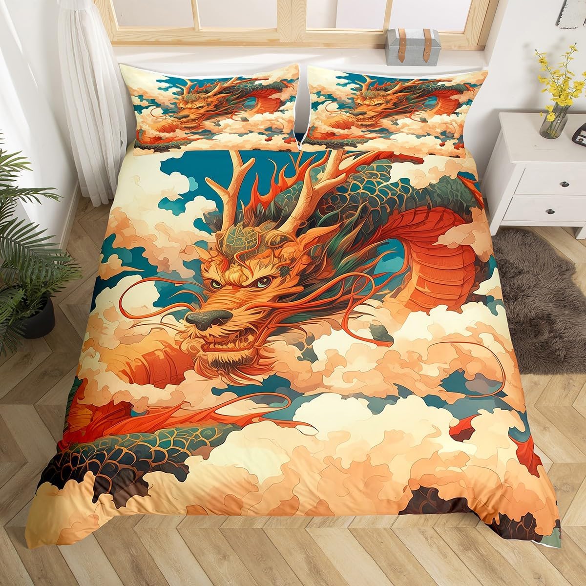 Erosebridal Magic Dragon Bed Set Oriental Asian Style Duvet