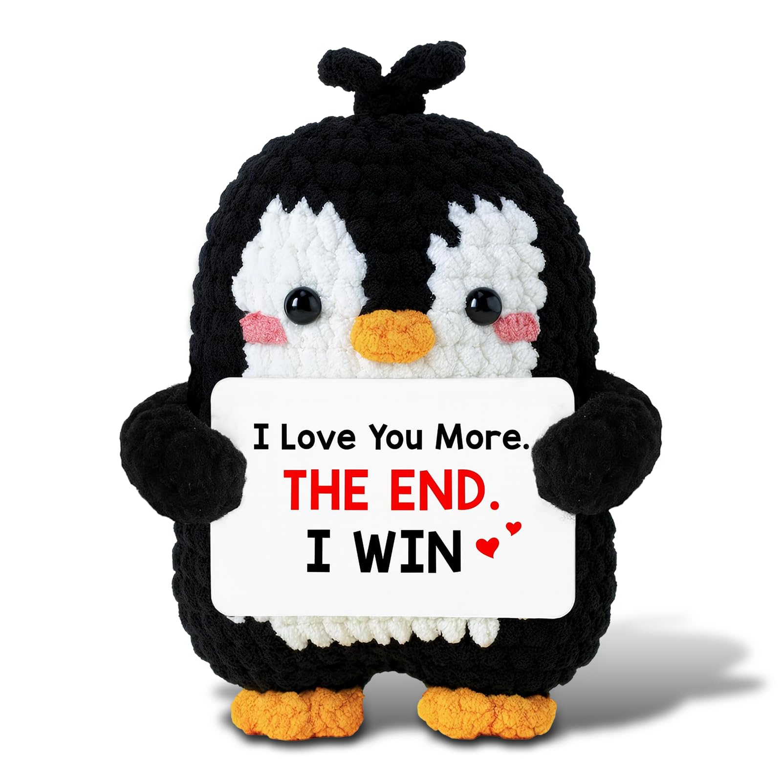 Cunegra I Love You More Positive Crochet Animals Penguin Gift, Wool Plush I love you gifts for him, Heartfelt Penguin Gifts for Women, Romantic Couple Gift for Christmas and Valentine's Day