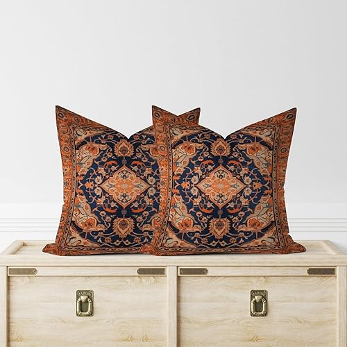 Miniatura 2 de Traditional Persian Throw Pillow Cover Set of 2 Chinoiserie Cushion Cases 20x20in Decorative Pillow Home Cotton Linen Elegant Pillow Cover for Home