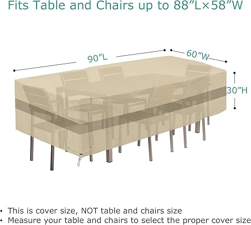 Miniatura 2 de SunPatio Funda rectangular para mesa y sillas de patio, resistente al agua, juego de muebles de exterior para comedor, resistente a la intemperie,