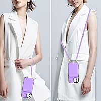 Vista 19 de Bocasal Funda tipo cartera cruzada para iPhone 12/12 Pro, funda de piel con bloqueo RFID y soporte para tarjetas, funda protectora con cremallera