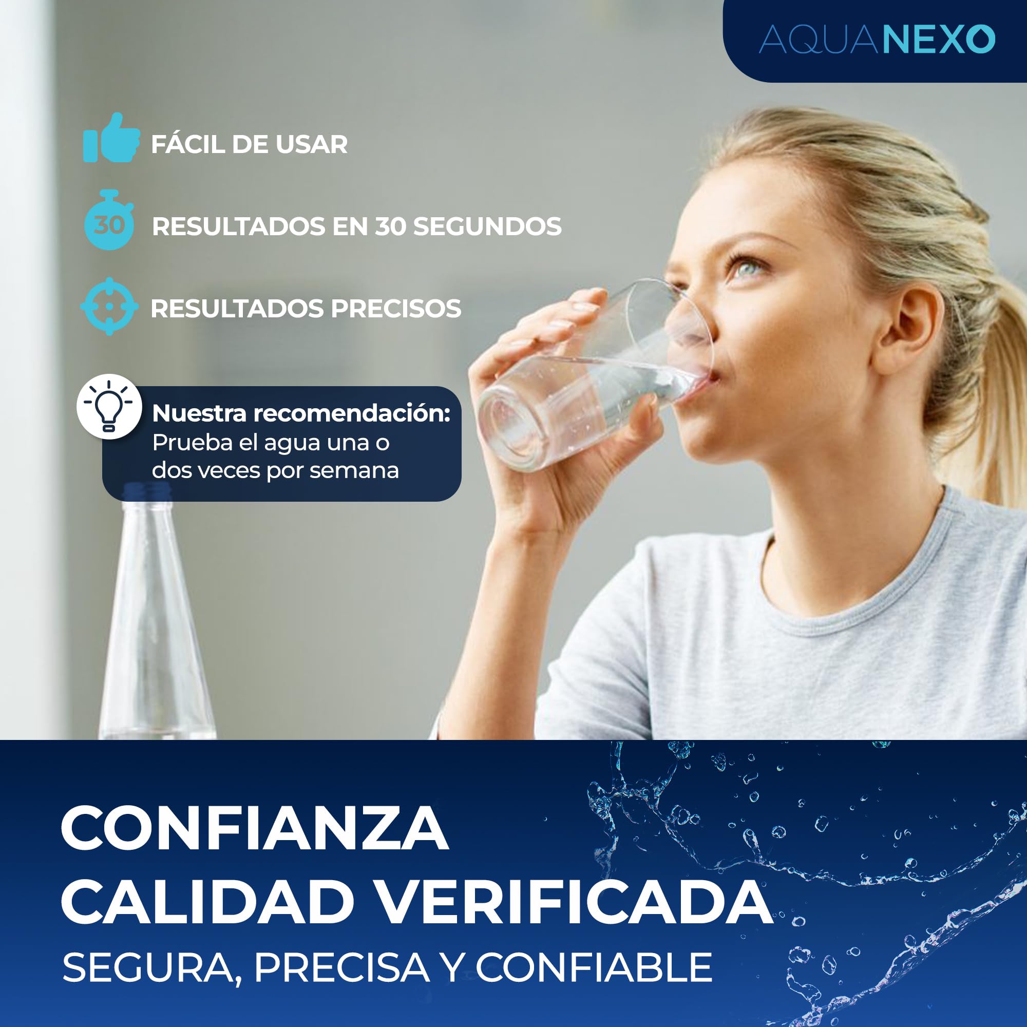 18 parámetros, 125 tiras de prueba de agua potable (5x25)+ 2x prueba de bacterias coliformes, tiras de prueba de pH, probador de agua potable, dureza del agua, prueba de agua potable