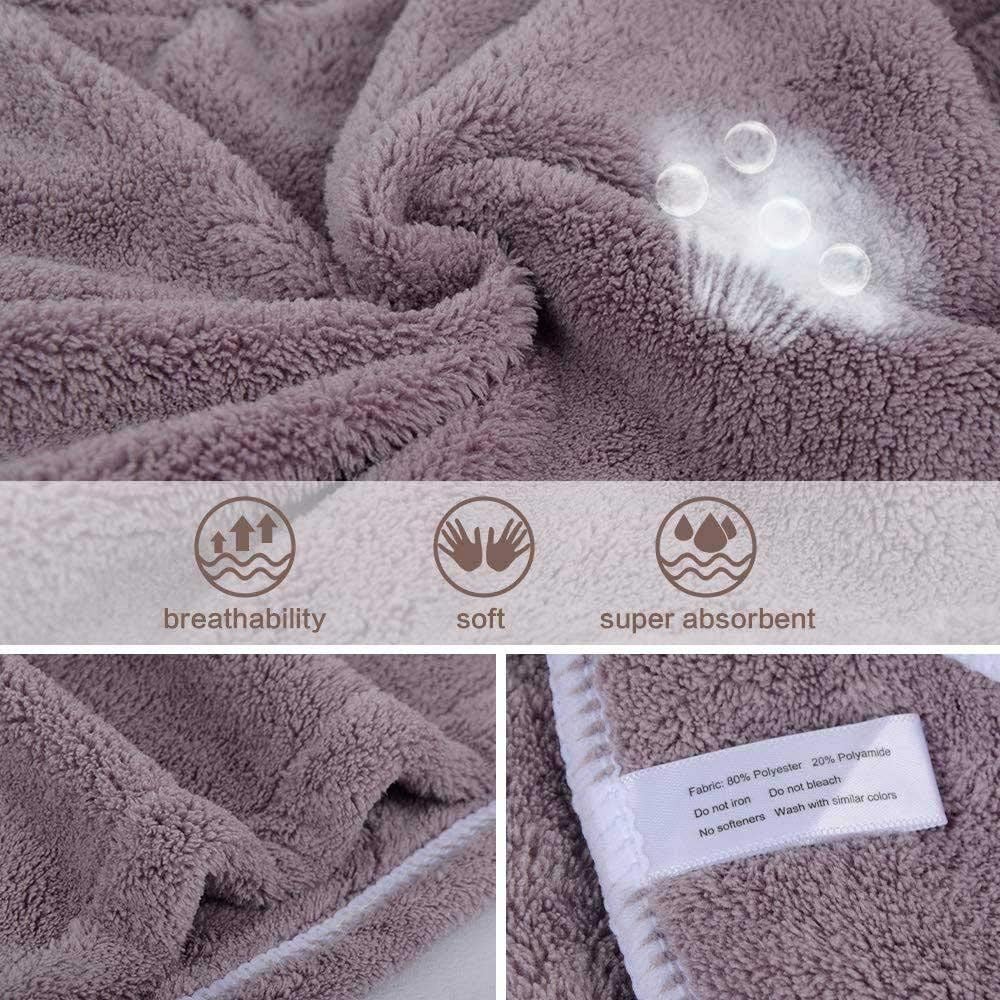 Microfiber Hair Turban Towel Wrap Absorbent Soft Shower Head Towel Quick Dry Towel Magic Drying Wrap for Women Girls 3 PCS (Color : Light Purple) (Light Grey)