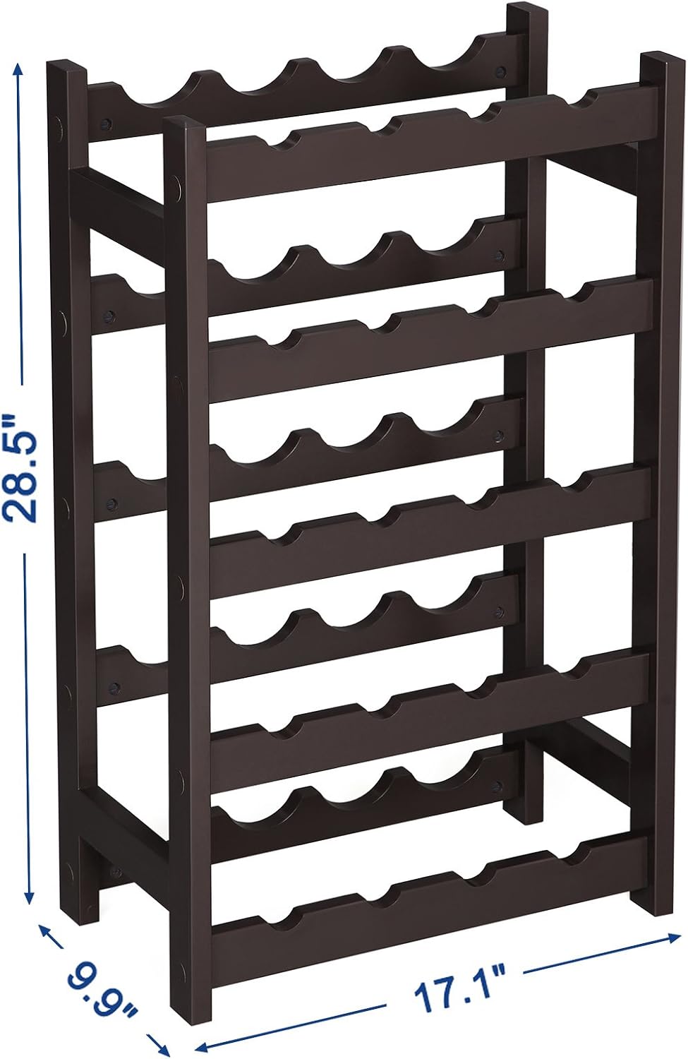 VASAGLE Wood 20 Wine Display Rack, Standing Bottles Storage Shelf, Wobble-Free, Espresso ULWR01BR
