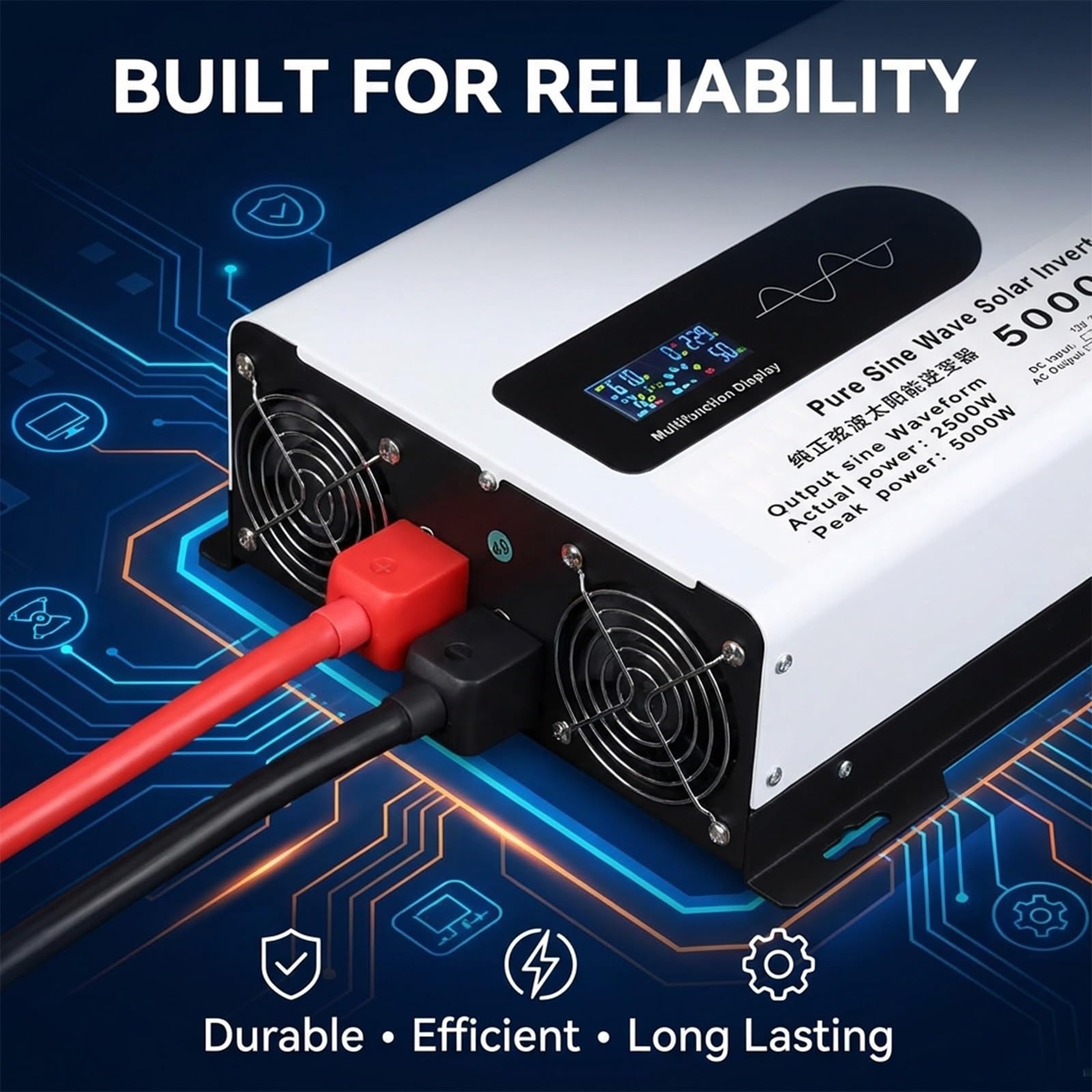 Inwerter 24v/48v 5000/8000/10000w Czysta Sinusoida 110v/220v, Przenośny Inwerter Solarny Do Kampera, łodzi, Domu, Stabilna Energia I Praca(5000W,24V to 230V)