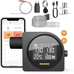 INKBIRD Wi-Fi and Bluetooth BBQ Temperature Controller, Automatic Smoker Fan with LCD Screen, High and Low Temperature Alarms, Meat Thermometer with 5 Probes for Big Green Egg, Kamado Joe, Weber