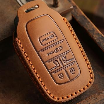 for Toyota Sienna Minivan Leather Key Fob Cover Smart Key Protector | Handmade Leather, Car Key Case Sleeve, Fit for 6 Buttons, Easy Installation, Fit for 2021 - 2026