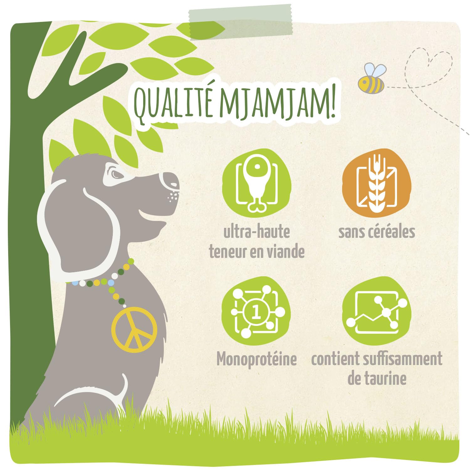 MjAMjAM - Nourriture humide premium pour chiens - naturellement délicieuse - BIO boeuf aux courgettes,paquet de 6 (6 x 200g), sans céréales avec extra viande