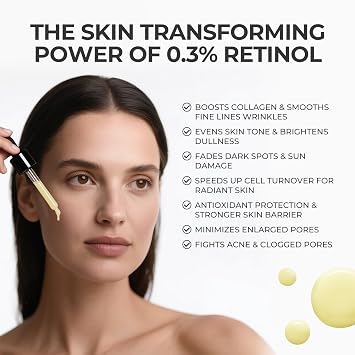 Retinol Serum for Face, Anti Aging Serum, Retinoid Collagen with Vitamin E Resurfacing Facial Rapid Fine Lines Repair, Brightening Pore Minimizer for Face Daily Skin Care Treatment 1oz