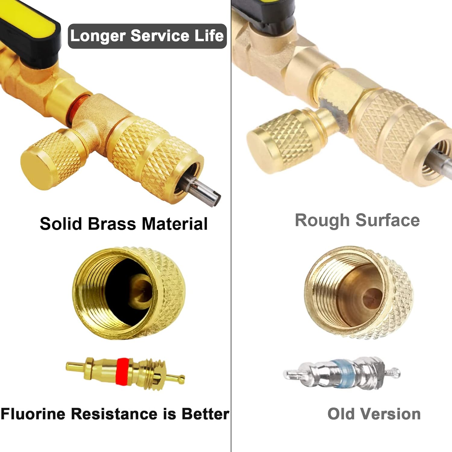 NQN Valve Core Remover Installer Tool with Dual Size SAE 1/4 & 5/16 Port, 25 PCS Valve Cores with Teflon Seal and 10 PCS Brass Nuts, Compatible with HVAC R22 R134A R12 R407 R410 R404 R32 R600 A/C : Automotive