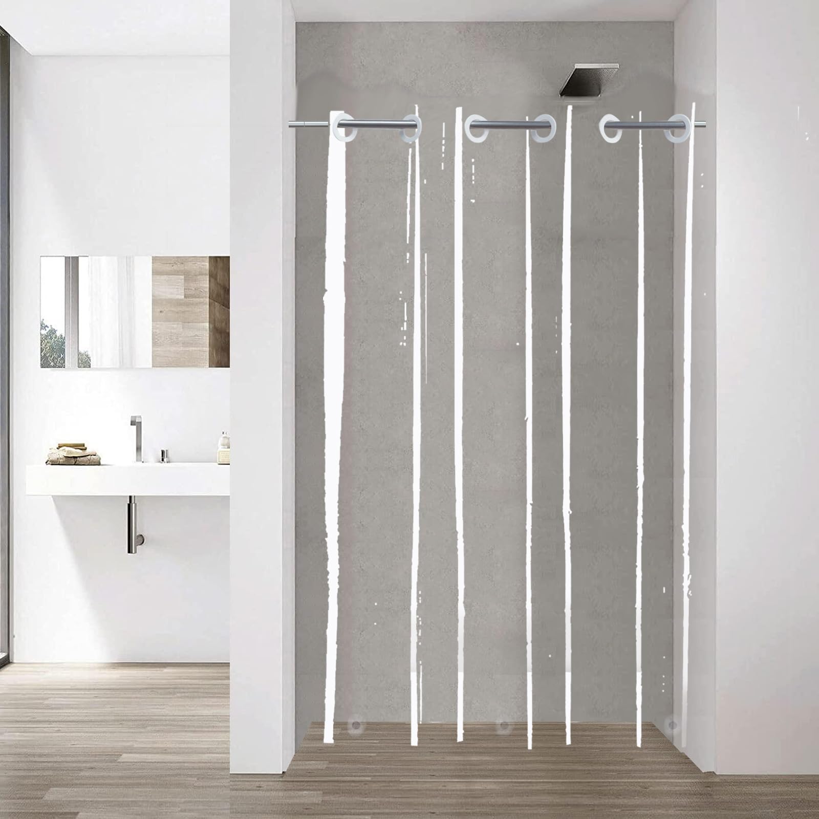 Rideau de douche sans crochet YISURE en PEVA transparent 137x182 cm