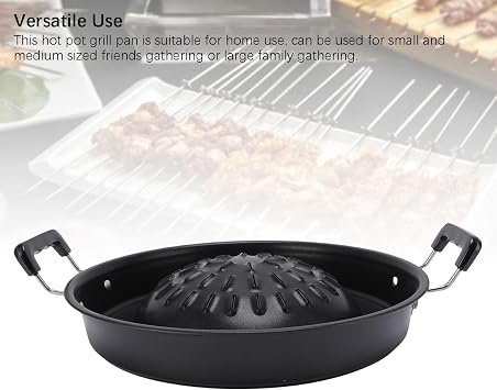 Thai BBQ Grill Pan Non Stick Even Heating Aluminum 2 in 1 Hot Pot Grill Charcoal Pan for Indoor Outdoor, Versatile Cooking Experience for Small and Medium Sized Friends Gathering