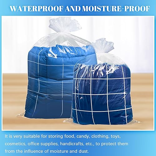 Miniatura 4 de WFPLUS Paquete de 100 bolsas planas de plástico transparente de 18 x 24 pulgadas bolsas de mercancía de ropa para alimentos pan masa embalaje de