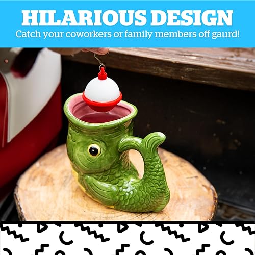 Miniatura 4 de BigMouth Taza de Pescado con Infusor de Té Bobber, Regalo de Pesca Novedoso para Hombres Papá Él Abuelo Pescadores, Cerámica Duradera