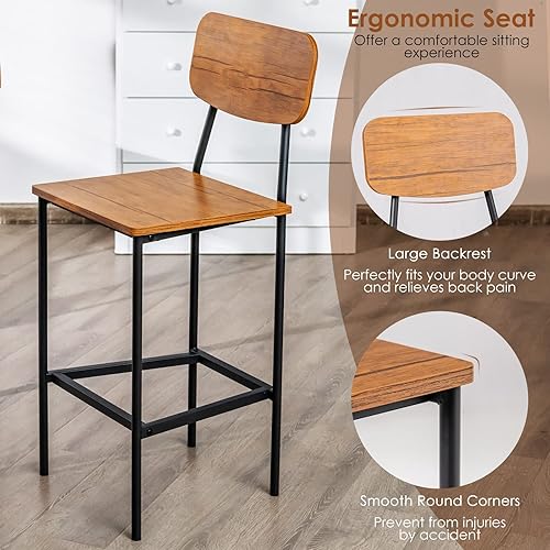 Miniatura 6 de POWERSTONE Juego de mesa de comedor de 5 piezas, mesa de cocina y sillas para 4, mesa de comedor industrial de altura de mostrador y 4 sillas de