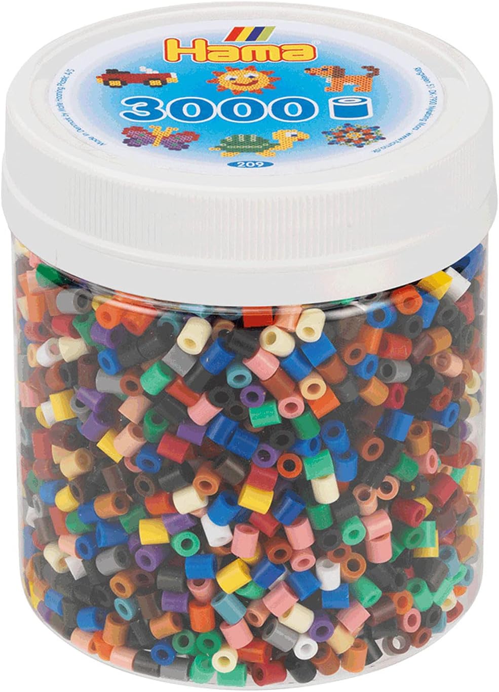 Hama Perlen 209-67 Ironing Beads Tin with Approx. 3000 Midi Craft Beads with Diameter 5 mm, in 22 Different Colours, Creative Craft Fun for Young and Old