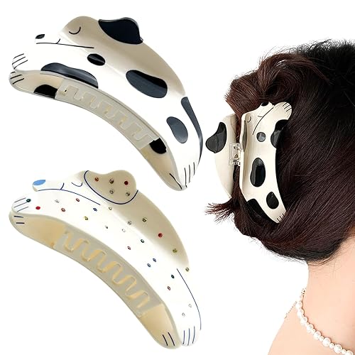 Paquete de 2 pinzas para el pelo de perro para cabello grueso y fino, pinzas grandes antideslizantes para mandíbula, horquillas para el cabello,