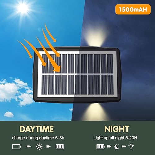 Miniatura 2 de Luz solar de pared para exteriores, luces de pared arriba y abajo, luces de pared para exteriores, carcasa de aluminio para patio, terraza, jardín,