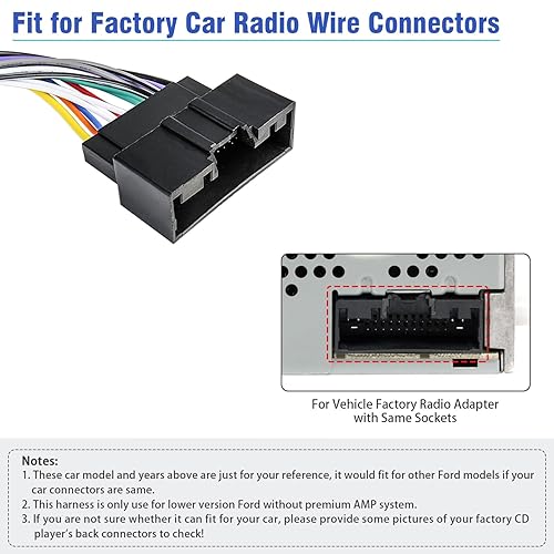 Miniatura 4 de Jayubien Arnés de cableado estéreo para Ford ISO Adaptador de radio, compatible con Ford F-150250350 Transit Fiesta Focus Fusion Edge Explorer