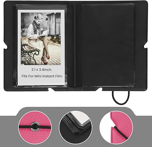 Miniatura 3 de Lifting Álbum de fotos de 28 bolsillos para cámaras instantáneas Fujifilm Instax Mini 70 7s 8 8+ 9 11 25 50s 90, Polaroid PIC 300, lomógrafos (rojo