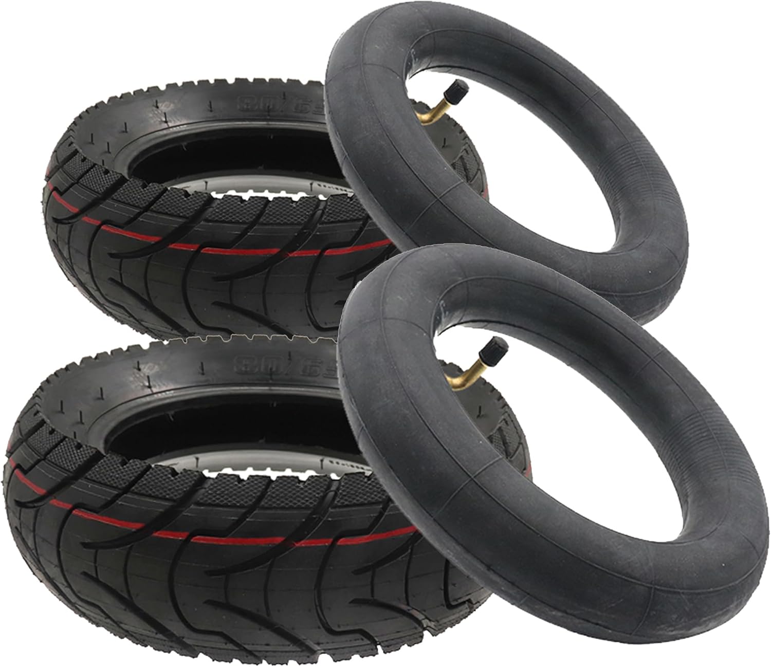 10 Inch Electric Scooter Tire 80/65-6 for KUKIRIN G2 Max Inokim oxo Kugoo M4 G1 Dualtron VICTOR EAGLE Bike Minimotors (2 set of 90 ° inner and outer tires)