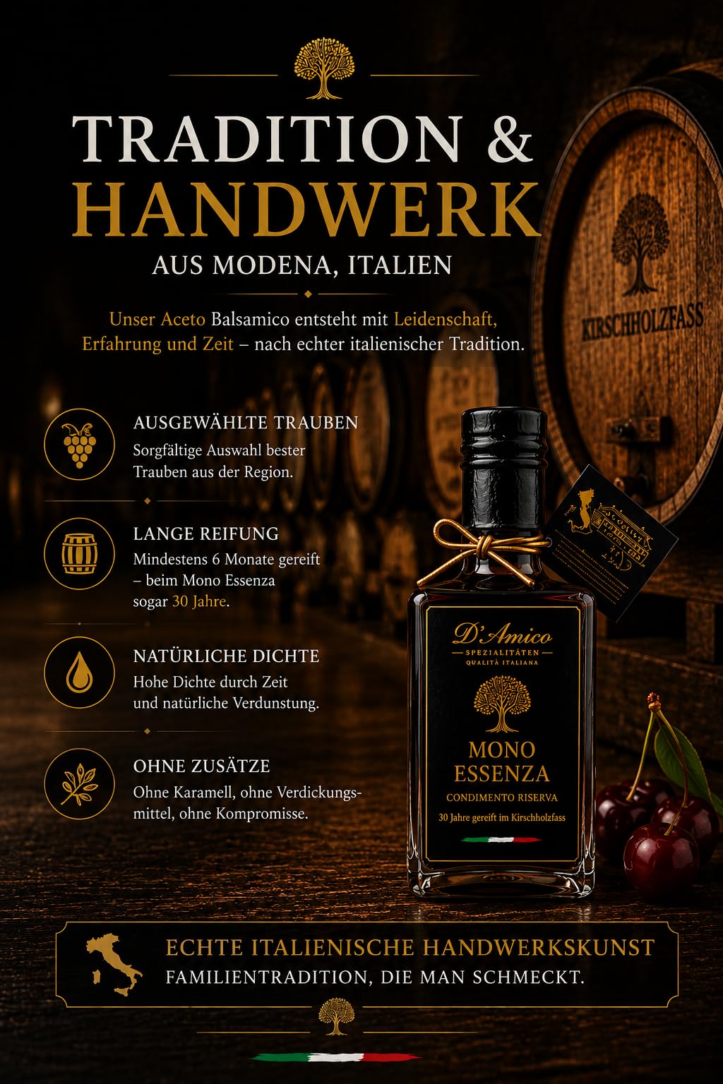 D’Amico Geschenkset – Aceto I.G.P. & Mono Essenza – 250 ml + 100 ml | Zwei italienische Premium-Spezialitäten in einem exklusiven Geschenkset