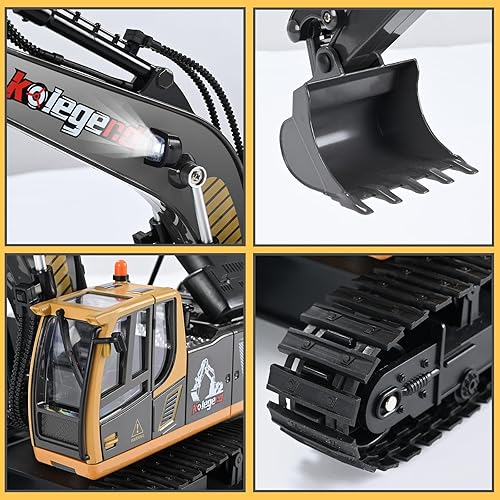 Miniatura 7 de kolegend Juguete de excavadora de control remoto de 16 pulgadas vehículos de construcción RC de 9 canales transportadores hidráulicos excavadores