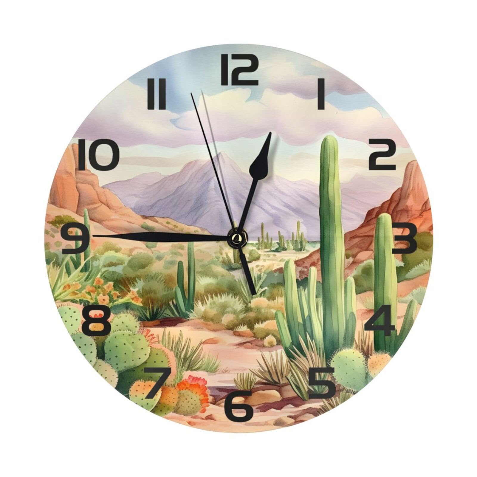 Horloge murale cactus sans tic-tac pour retrouver le calme au bureau