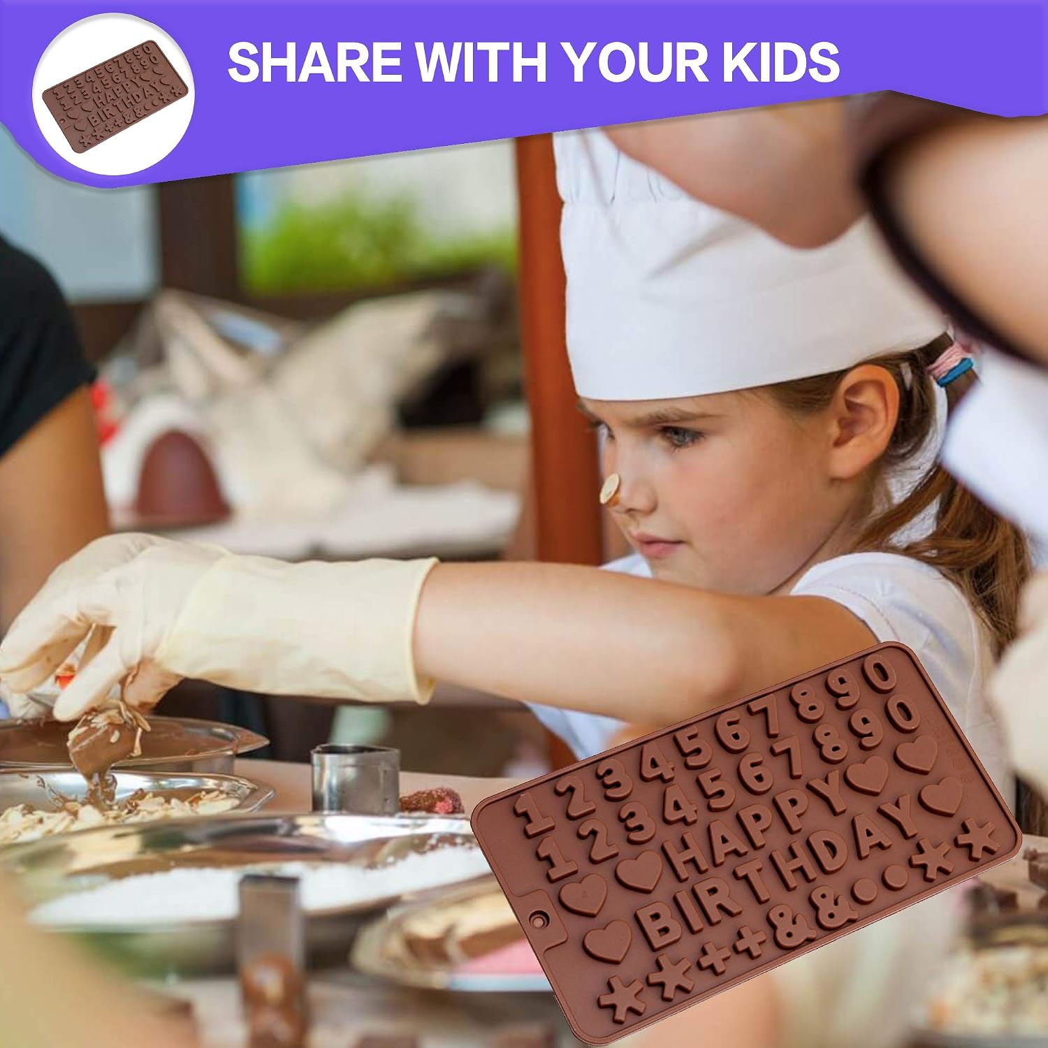 Silicone Candy Chocolate Molds 3 Pack Letter Number Flower Shape Baking Mold Cake Decorations Ice Cube Tray for Kids