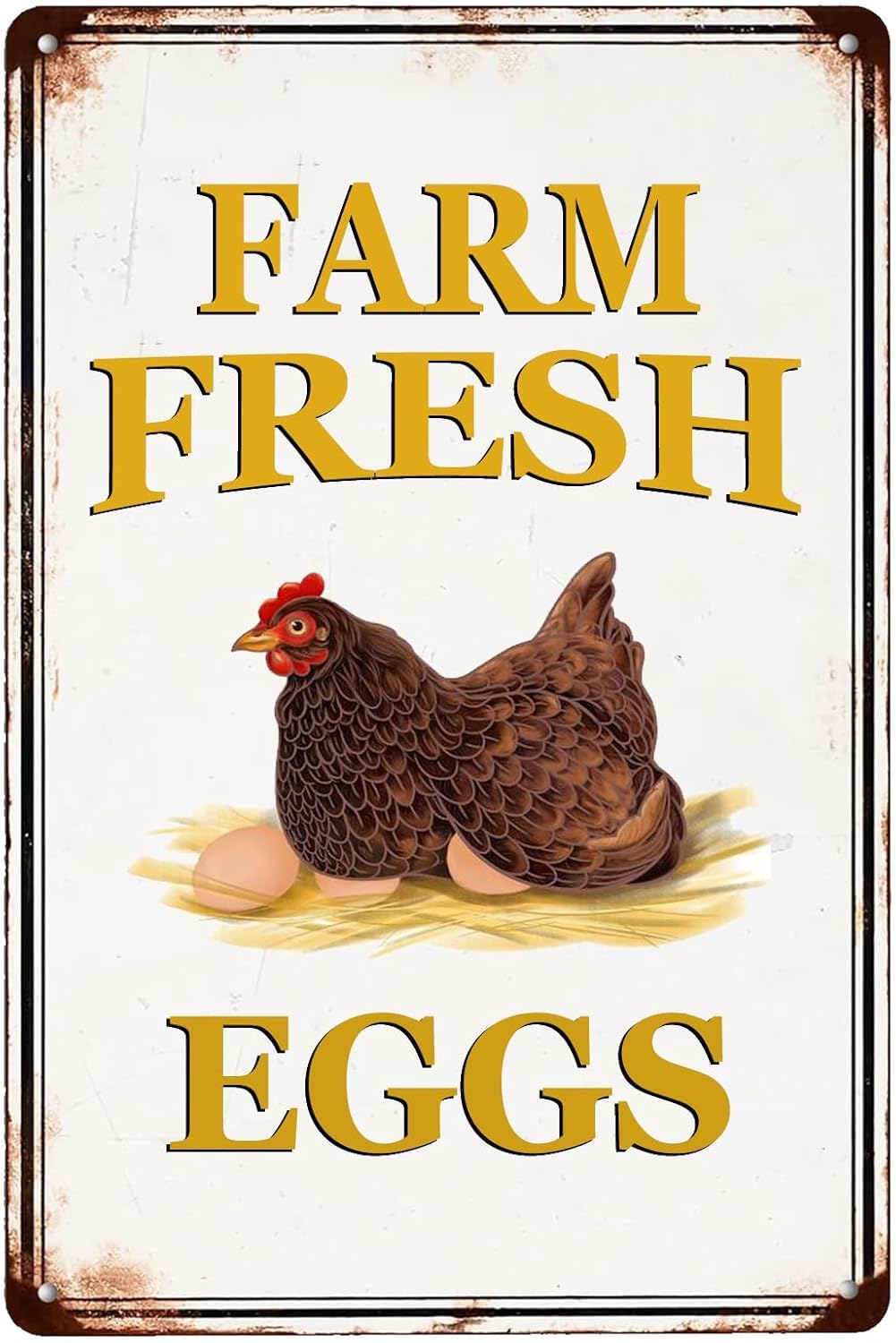SMAZDFXX Vintage Chicken Coop Metal Sign Farm Fresh Eggs Tin Sign For Farm Barnhouse Supermarket Funny Chicken Poster Retro Art Decorative Restaurant Shop 8"x12"