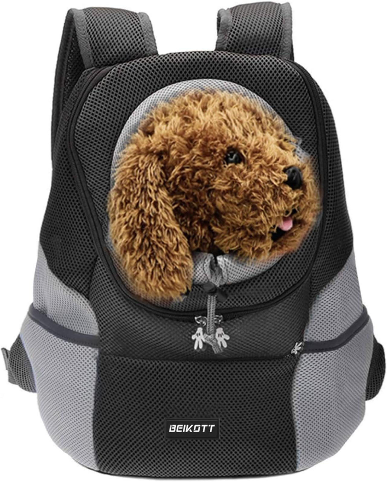 Cat Backpack Carriers, Dog Cat Front Carrier Backpack for Middle Cats/Dogs/Puppy/Teddy/Bunny, Ventilate Head Out Design Pet Backpack for Travel, Hiking, Outdoor(Black)