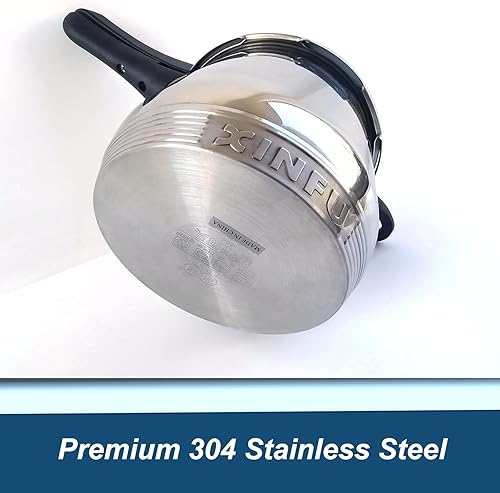 Miniatura 2 de XINFU - Olla a presión de acero inoxidable 304 premium, 6.3 cuartos de galón (6 litros) para familia de 4 a 6, modo estándar y modo rápido, 5