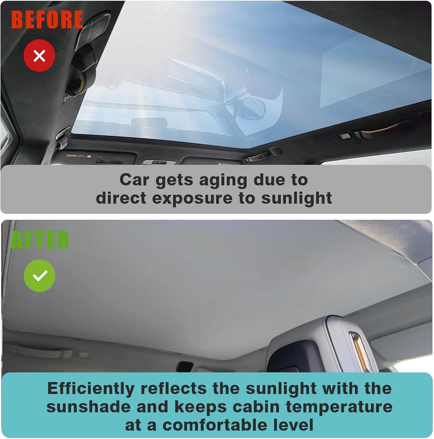 2PCS Foldable Roof Sunshade Upgraded Heat Reflective Tech Accessories Compatible with Rivian R1S 2022-2024