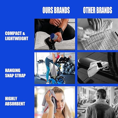 Miniatura 2 de Toalla de gimnasio de microfibra de secado rápido, fibra absorbente sin olor de iones plateados, secado rápido, equipo de entrenamiento para hombres