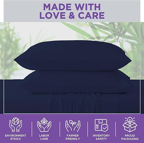 Miniatura 8 de CharlottelyHues Juego de sábanas de 1000 hilos, 4 piezas, 100% algodón egipcio, bolsillo profundo de 18 pulgadas, calidad de hotel, tejido de satén