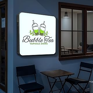 Custom LED Single Sided Light Box Sign for Business, Waterproof Business Outdoor sign, Personalized Advertising Light Box for Storefronts, Bars, Restaurants, Salons, Hotels, Coffee Shops - Square