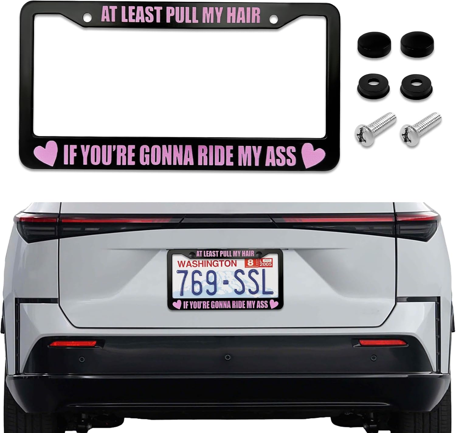 Driver Pick Music License Plate Frame, License Plate Cover, Funny Aluminium Alloy Car Tag Holder Cover with 2 Holes, Car Decoration Accessories Auto Tag Protector for Most Vehicles (01)